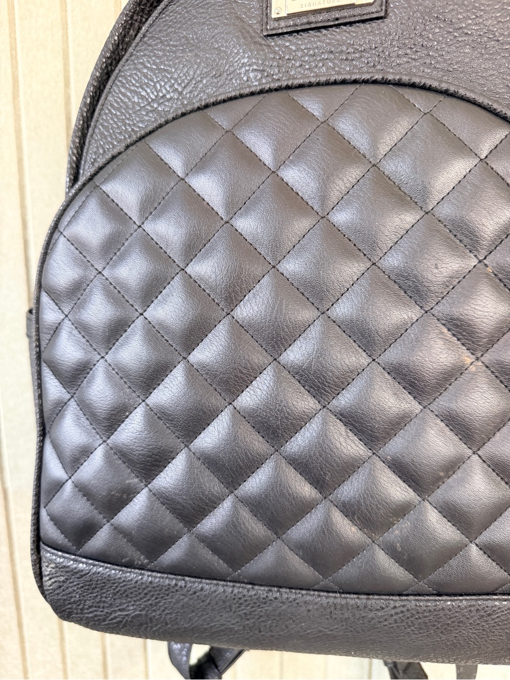 Jones New York Black Quilted Leather Backpack - Picture 2 of 6